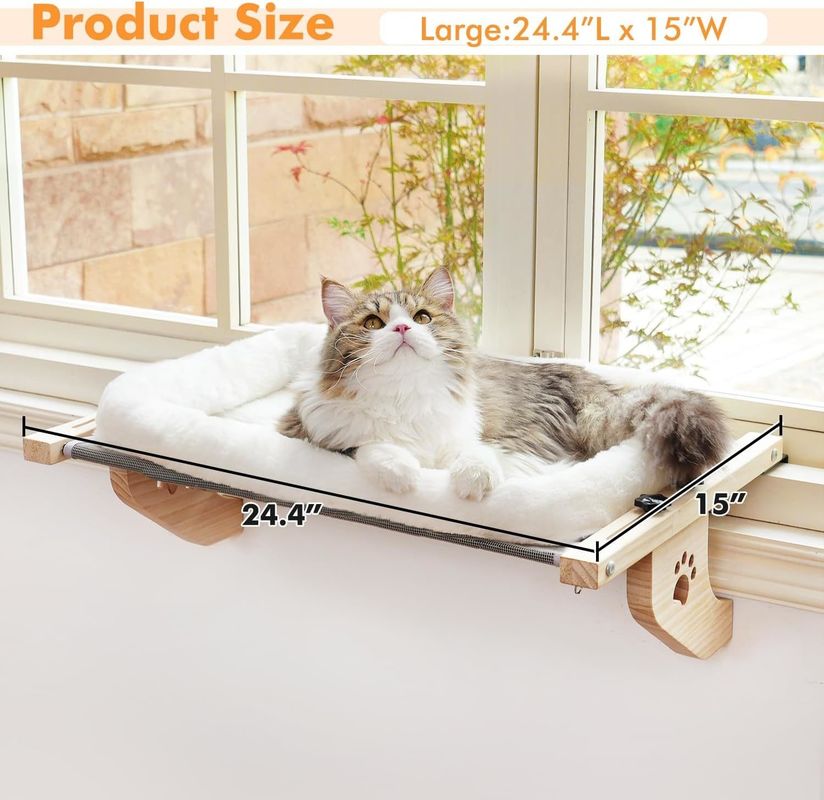 Gepersonaliseerde maat Makkelijk aan te passen vensterbank Hout kattenbed Venster hangmat voor woonkamer
