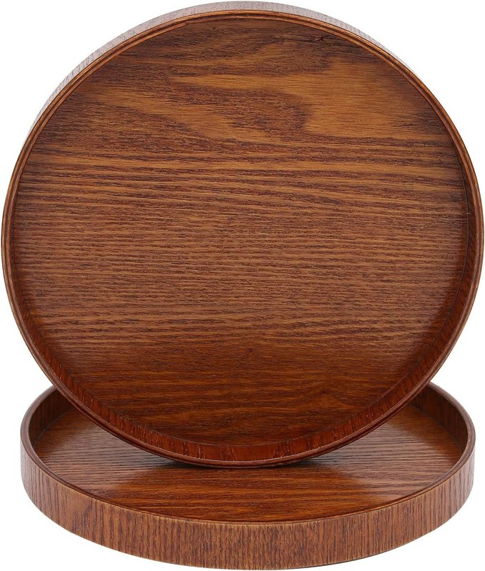 Houten plain kleur ronde serverende dienblad 9,5 inch Perfect voor de woning decoratie of koffie tafel