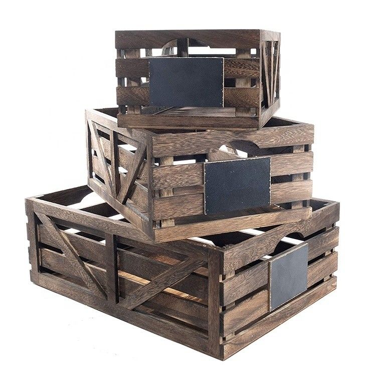 Vintage Tuinhuis Stacking Houten kratten Rustieke afwerking Bruine nestdozen