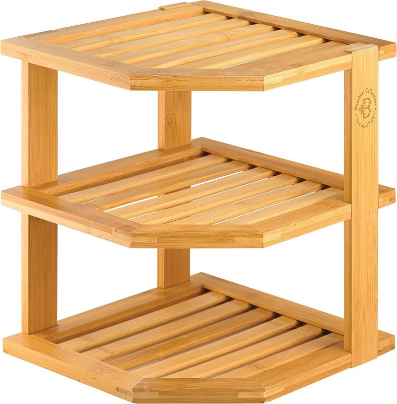 Houten keukenplankplankplankorganisator voor kastenruimtebesparende houten hoekorganisator