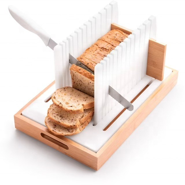 Houten brood snijmachine met anti-slip siliconen en super stabiele basis handgemaakte houtsnipper