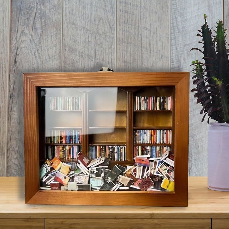 Houten Mini Book Matchbox Display Boekenplank Kas Contemporary Design voor Home Decor