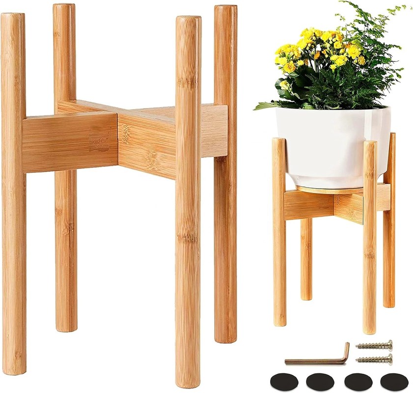 Verstelbare bamboe hout plant stand ideaal voor 8 10 en 12 inch potten en bloemen vazen