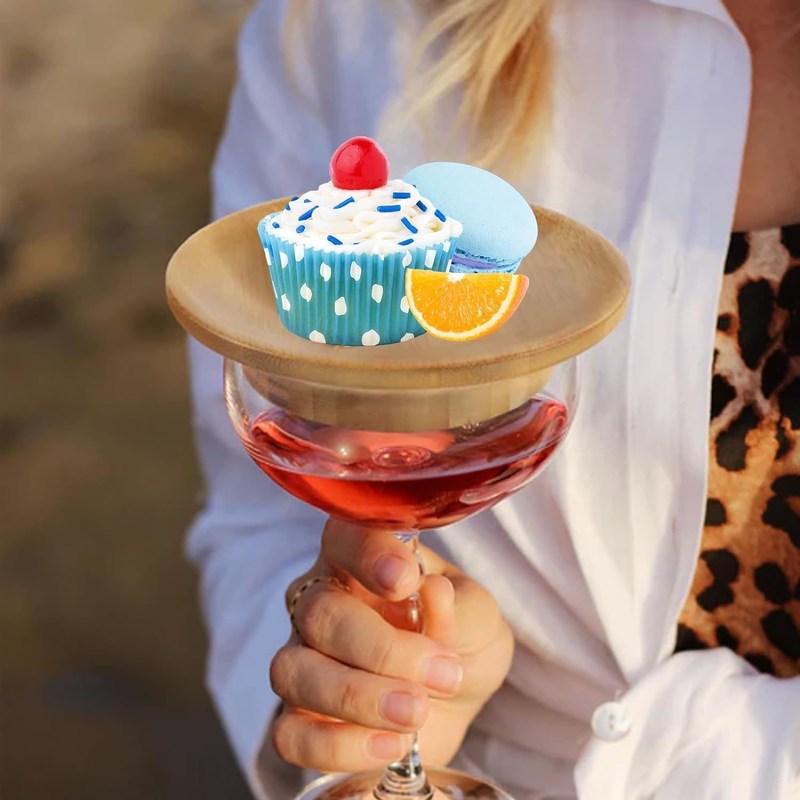 Houten wijnglas Charcuterie Board Topper Set van 6 voor het voorkomen van spatten rode wijn