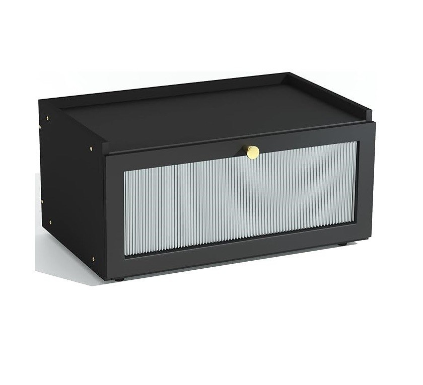 Geschenkpakket 2-laag groot modern bamboe zwart brooddoos Houten broodopslagbak met raam