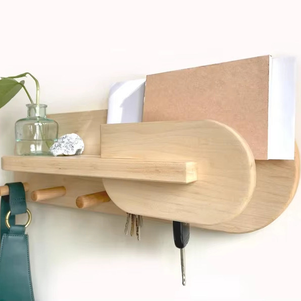 Woonkamer ingang organisator muur montage mantelrek met aangepaste logo sleutelhouder