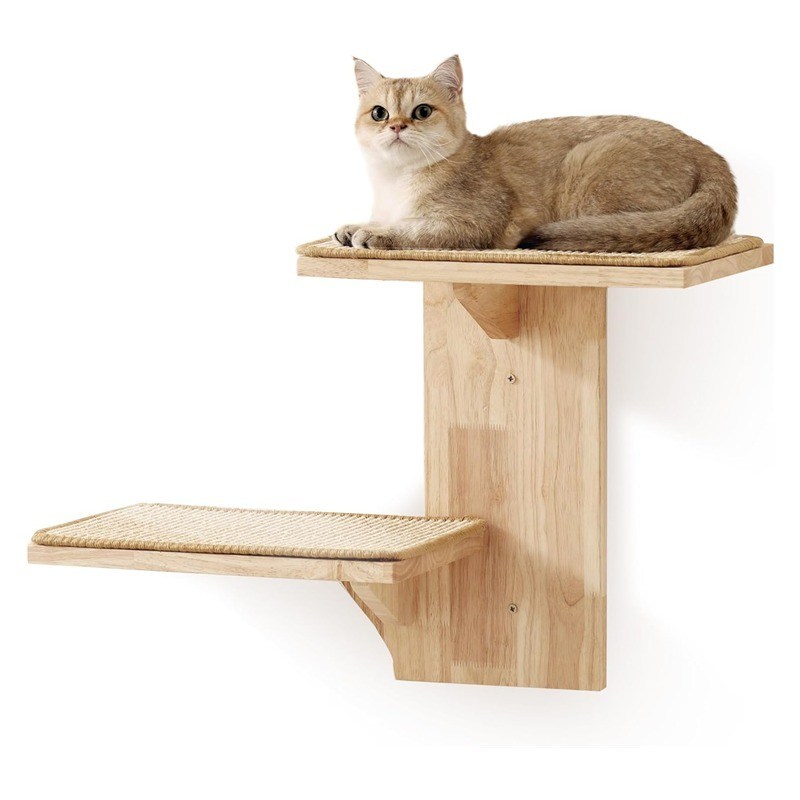 Hondentraining Wandplanken 2 platforms Kattenmeubilair Boomvorm Drijvende plank met Sisal Mat