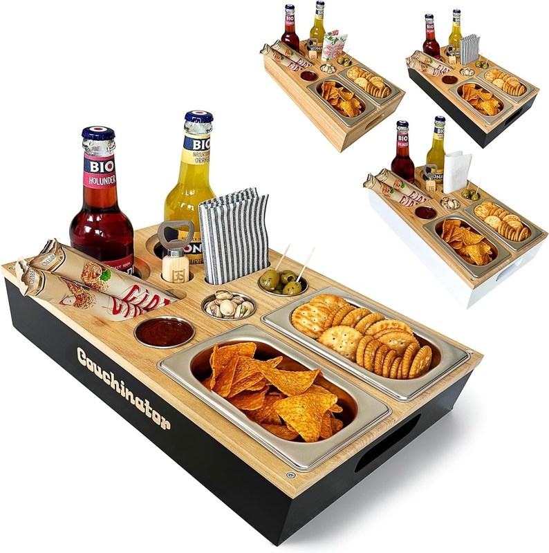 2 Snack Bowls 3 Dip Bowls 2 Coasters Fles Opener Organisator Fleshouder Sofa Butler Serveren Tray Sofa Tray