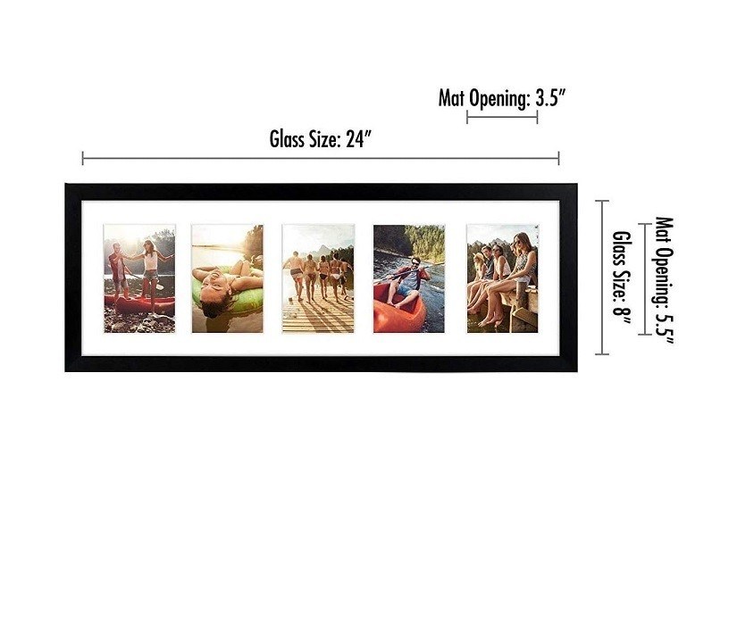 8X24 4X6 Zwart Hout Foto Frame met Shatter-Resistant Glass Customized Logo