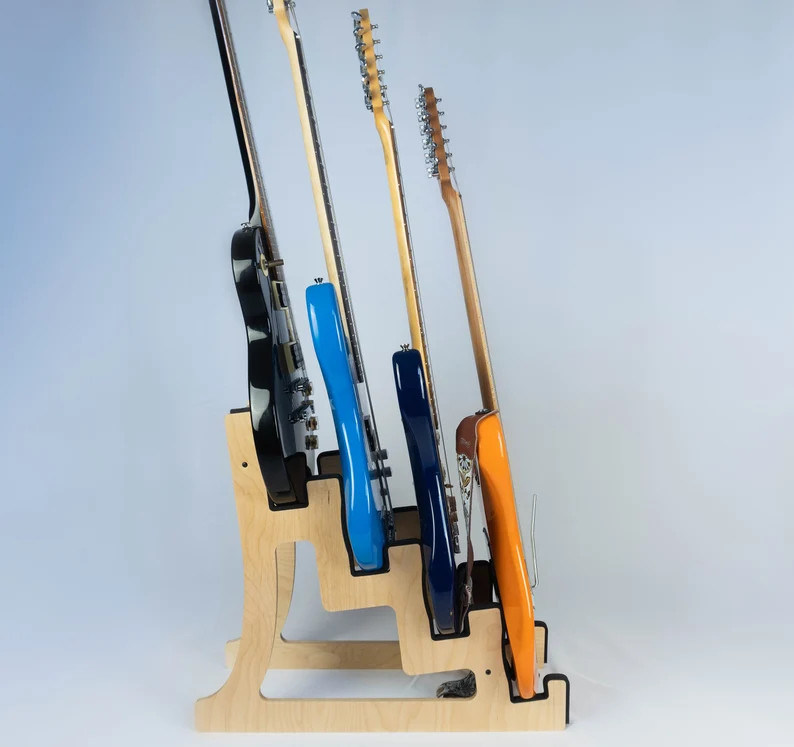 Niet-opvouwbare rek 4 Guitar Stand Holder Quad Decker voor het branden Finish Design gitaren