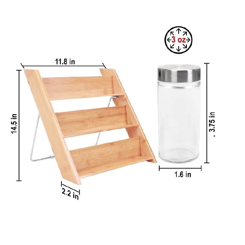 Plain Houten Doos Keuken Canister Sauce Kook Olijfolie Azijn Fles 18 Jar Bamboe Compact Spice Organisator