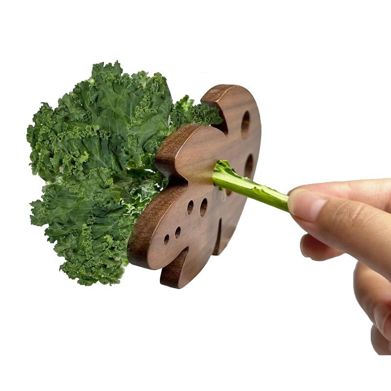 OEM/ODM Acceptabele bamboe kruidenschilper voor het strippen van boerenkool 8 gaten