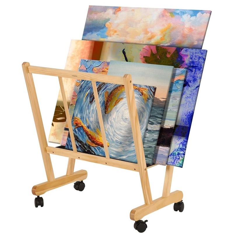 202406 Houten grote drukrek met rollende rolbakken Customized Logo Badkamer Display en opslag