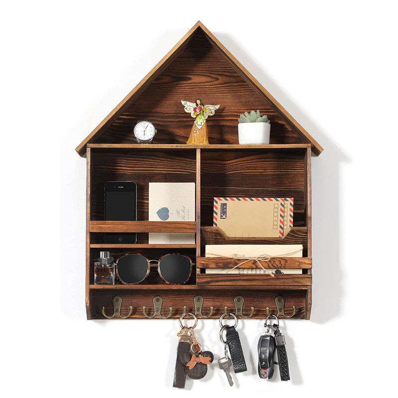 Verbeter uw ingang met onze BAMBOO muur sleutel en posthouder 41x13.5x2cm