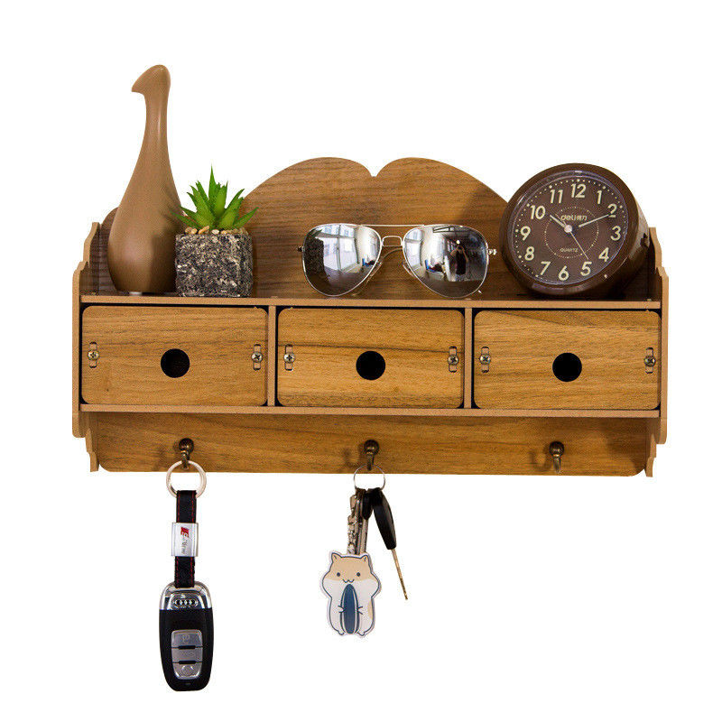 Zwarte moderne decoratie Houten vierkante kubus Drijvende muurplank met aangepast logo