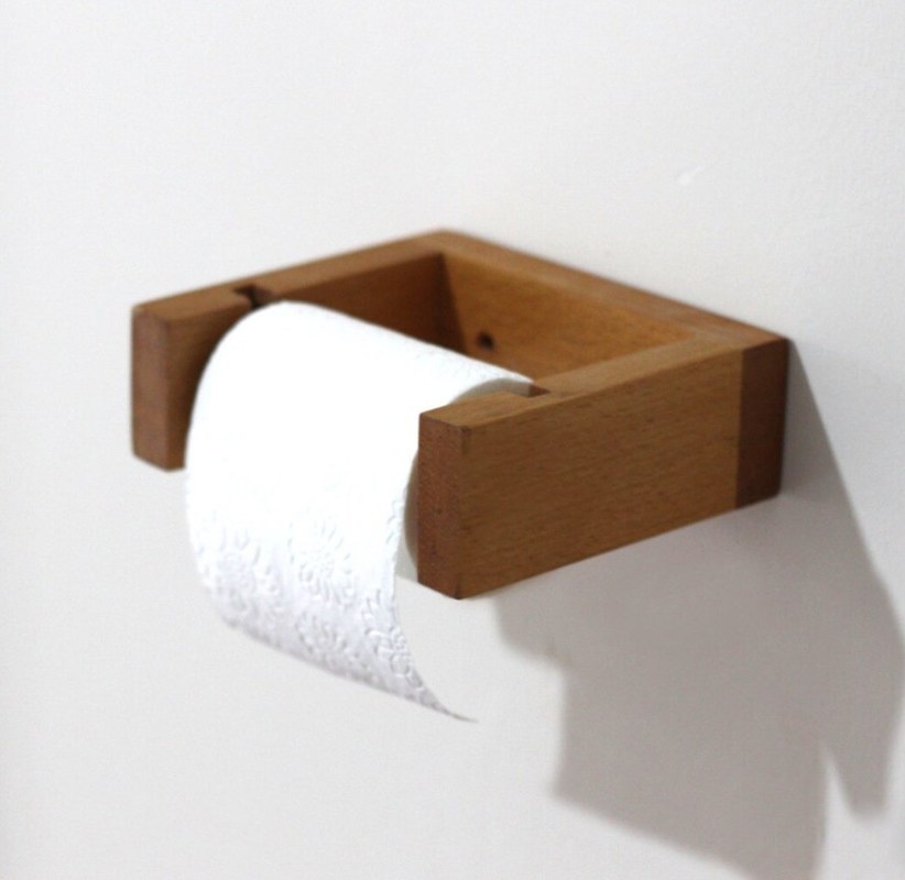 Als uw verzoek Handgemaakte Houten Badkamer Handdoek Houder Badkamer toiletpapier Wandplank