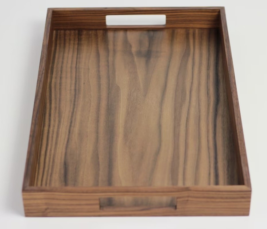 Gepersonaliseerd logo Walnoot Hout Tray Home Decor Serveren Tray met handvaten