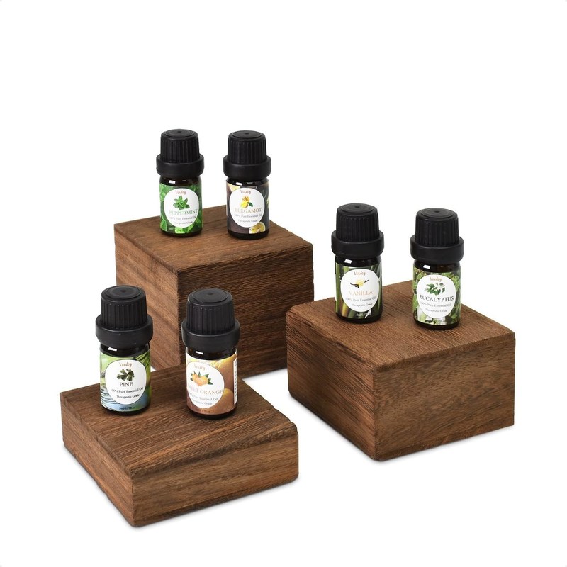 3 verschillende hoogtes staan Houten display risers Set Custom Logo Vernis Printing Handling