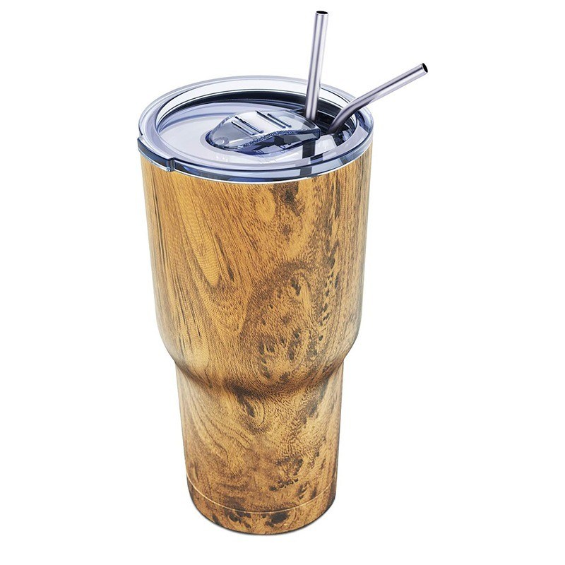 Houtgraan tumbler 30oz roestvrij staal vacuüm geïsoleerde mok voor warme en koude dranken