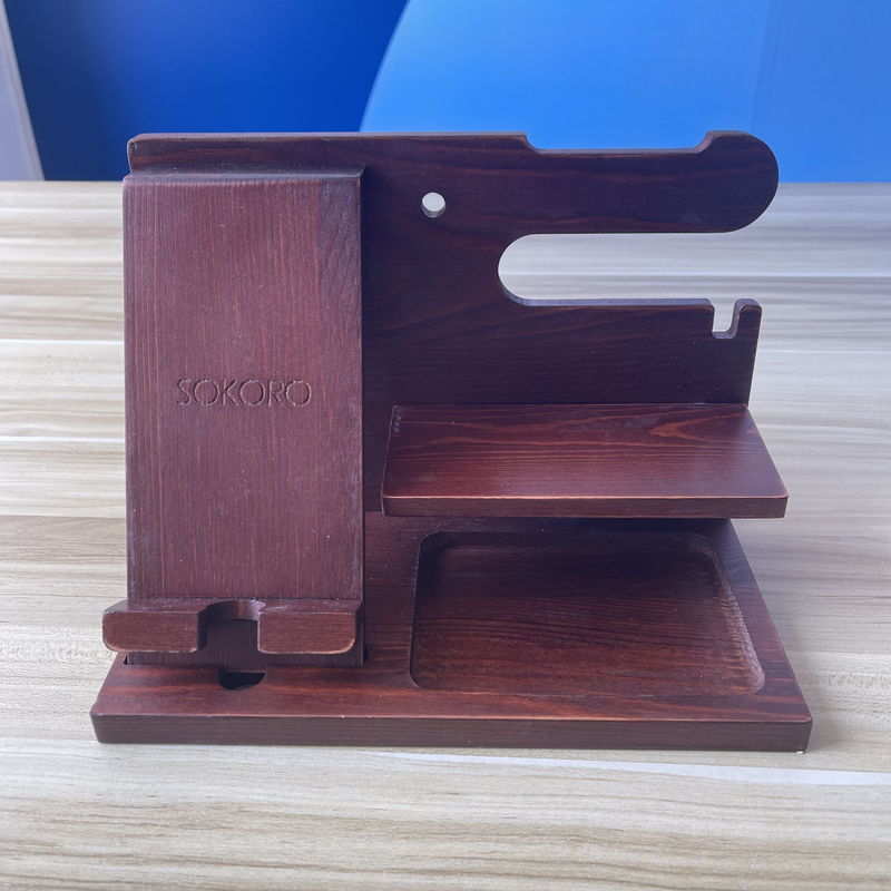 Laser gegraveerde houten lui houder aangepaste mobiele telefoon stand met Phonestand en pen slot