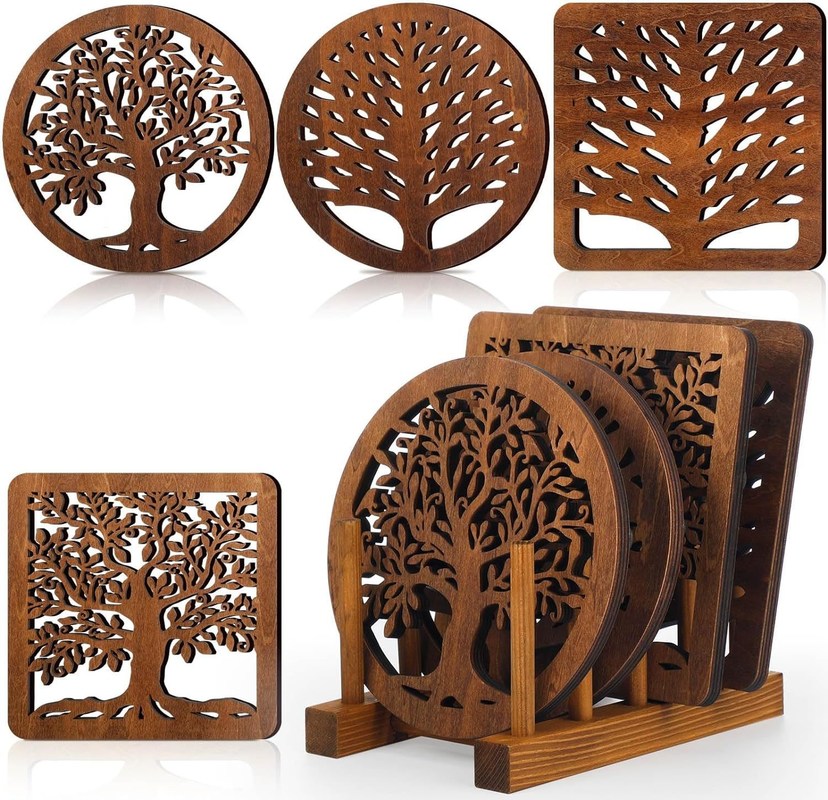 Vierkante ronde houten houten houder Luxe design stijl Houten hittebestendige pads