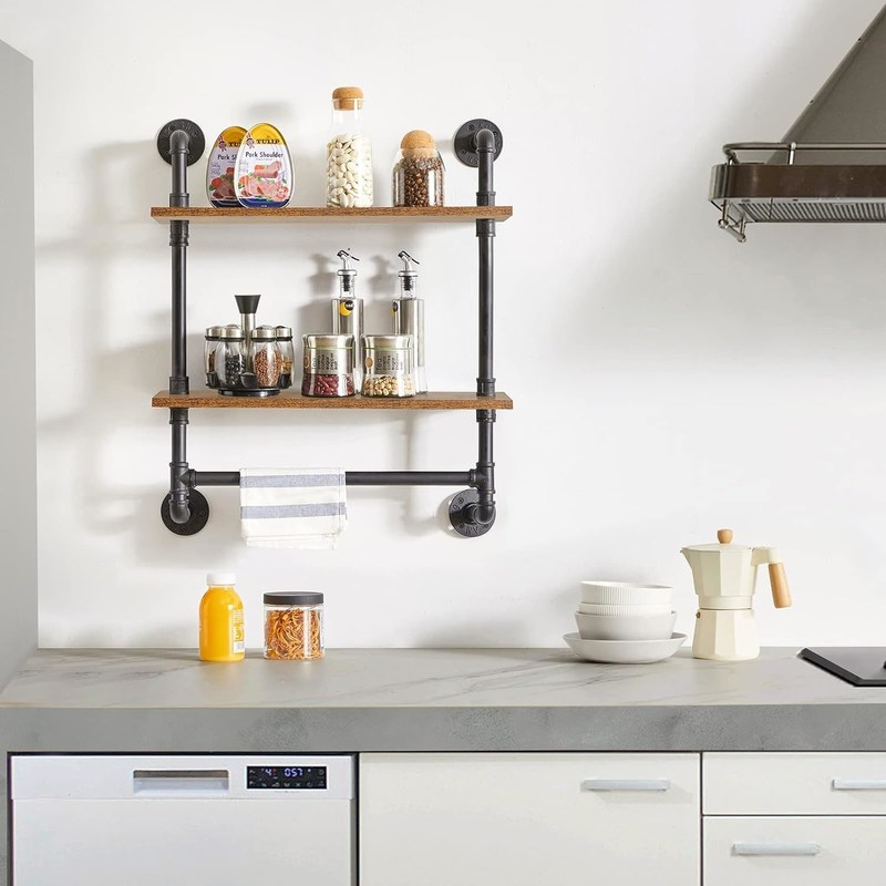 Huishoudelijk apparaat Wandbeeld Boekenplank Industrieel buisplank voor keuken kantooropslag