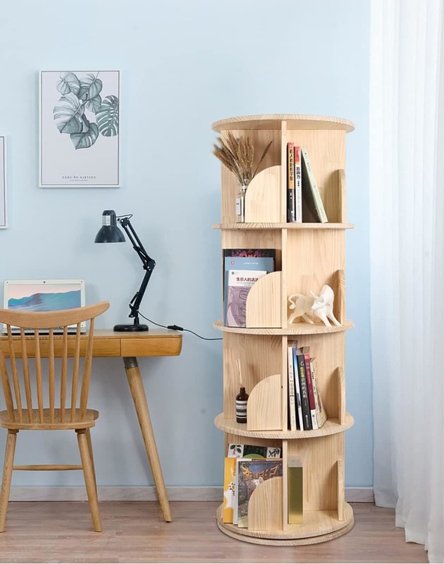 3-5 Tier Kinderen Draaiende Boekenplank voor Algemeen in Witte Woonkamer Boekenkast