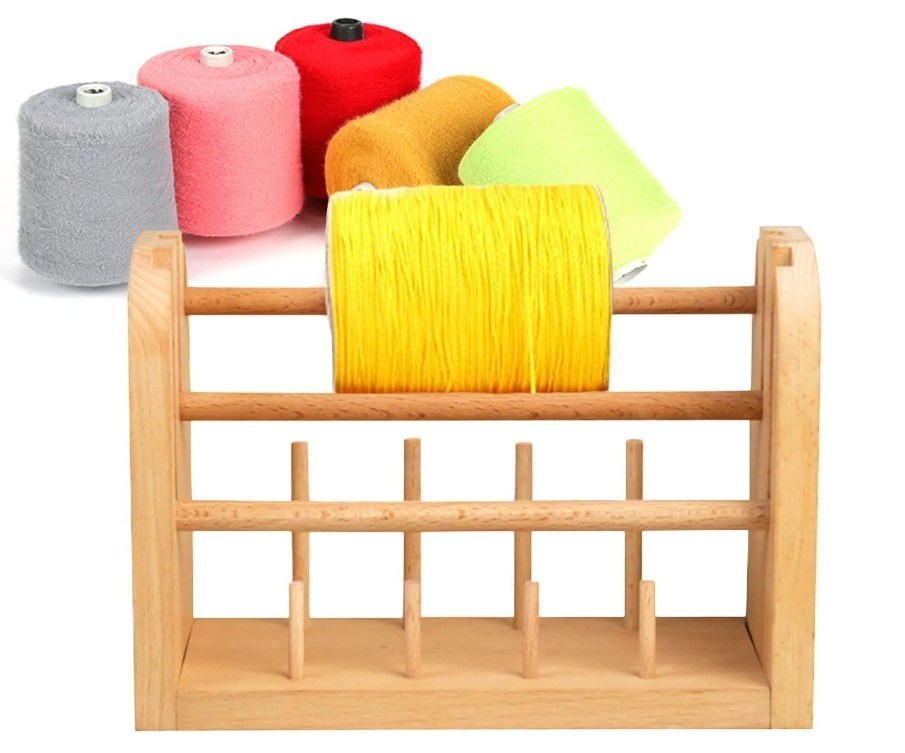 202406 Houten garenspoelhouder draad spoelopslagrek Spinnende balspinner Compact