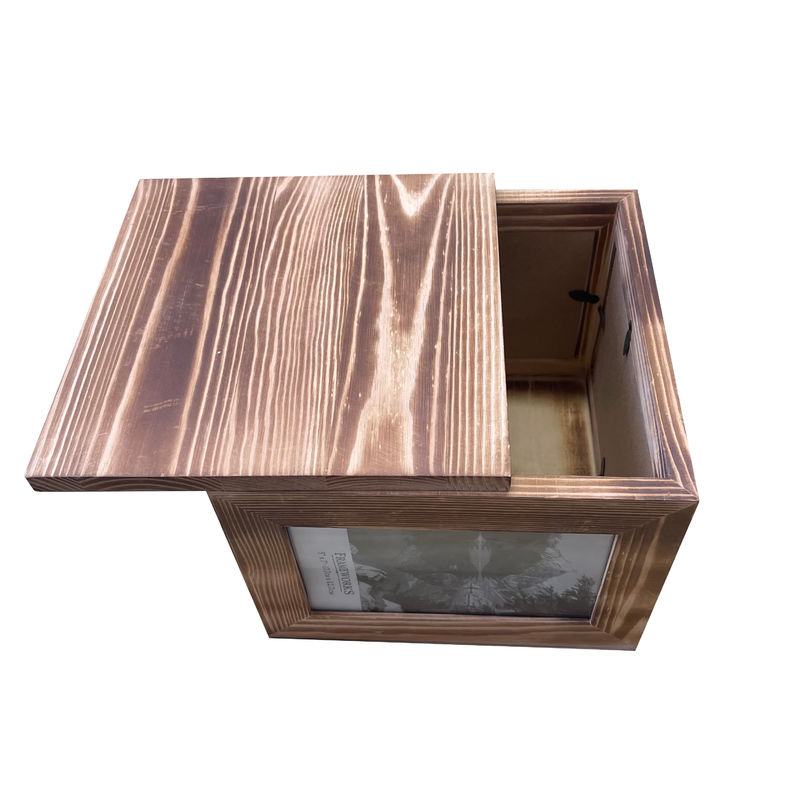 Houten fotoraam opslagdoos in 21x21x17cm Grootte met aanpasbare kleuroptie