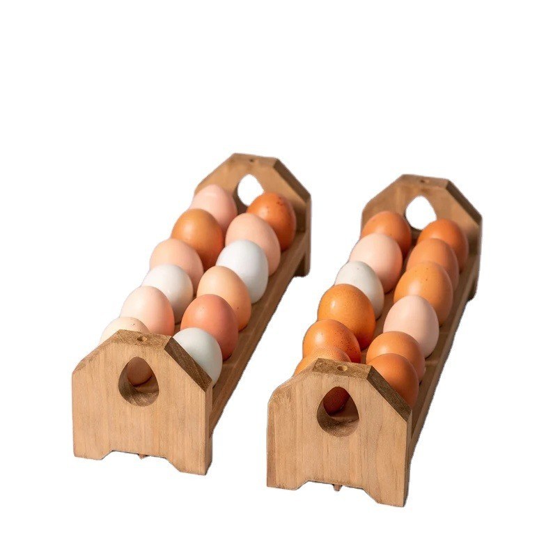 Houten eierenbak handgemaakte bamboe of aangepaste houten eierenhouder voor de keuken van de boerderij