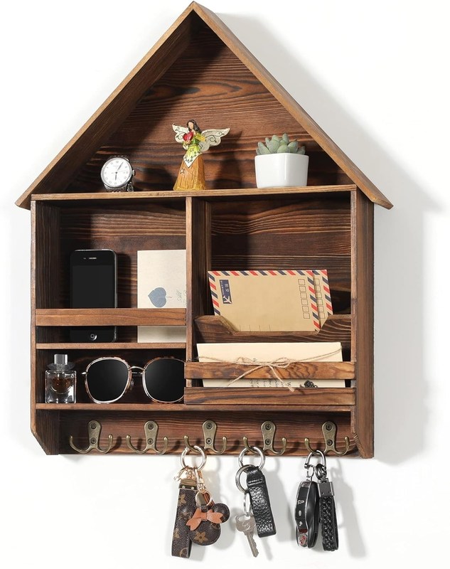 Gemakkelijk te installeren Decoratieve houten sleutelhanger met 5 dubbele haakjes aangepast logo