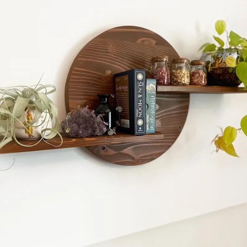 Houten wandenplank Floating Frame Crystal Display Plant Stand voor woonkamer display