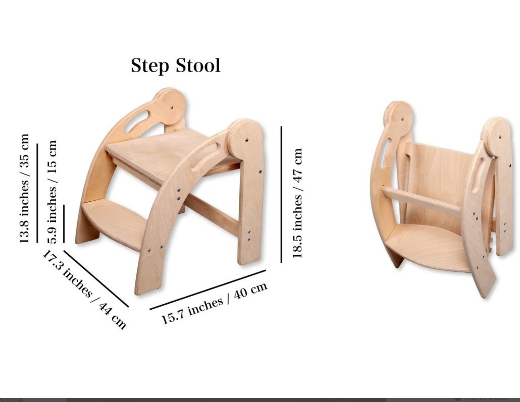 Gepersonaliseerd logo Houten stapstoel voor kinderen Opvouwbare peuterstoel Montessori ontwerp