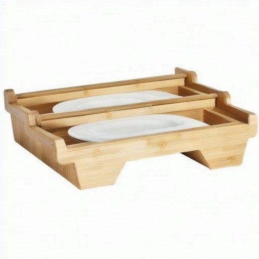 Solid hout structuur bamboe houten papier platenhouder dispenser met glanzende laminaat