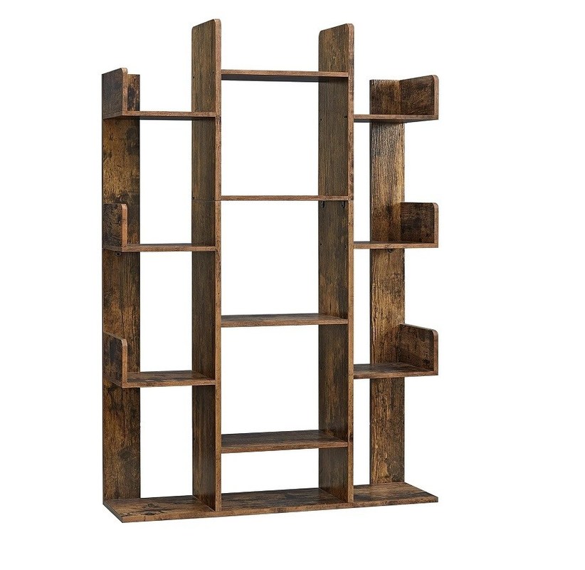 Boekenkast in de vorm van een stevige houtboom met 13 opslagplanken 9,8D x 33,9W x 55,1H inch