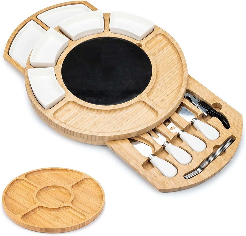 Rectangular bamboe kaas plaat en mes set voor commerciële kopers geschenken winkels