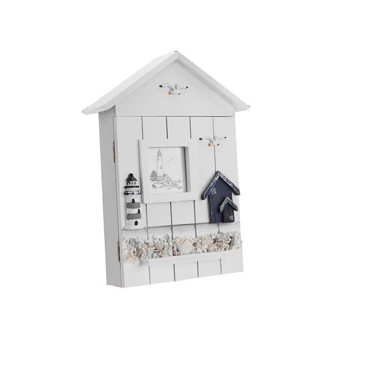 Houten paneel in mediterrane stijl huisvorm sleutel sieraden houder voor ingang muur