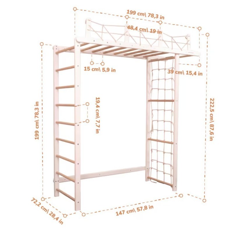 Aanpasbare Jungle Gym voor kinderen met optioneel touw accessoire en kinderkamer mobiel