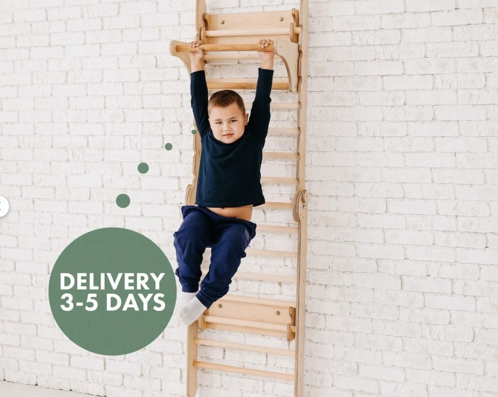 202405 Zweedse ladder 4in1 Kleuter Klimschool met Triangle Klimmer en Kids Table