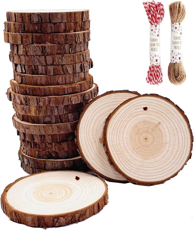 Decoratieve ambachten Houten coaster 3,5-5 inch Onvoltooid natuurlijk hout met gat duurzaam