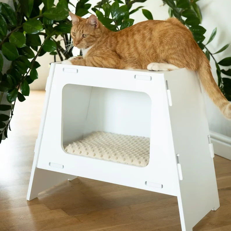 Houten kruk Huishoudelijk apparaat Moderne binnenhuis huisdier kooi Huis voor honden en katten Woonkamer