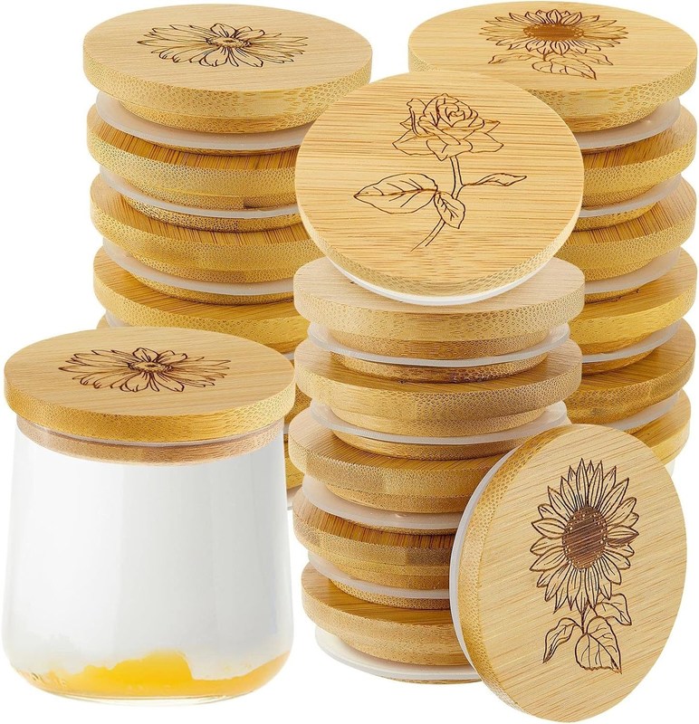 Houten plain kleur bamboe pot deksels met siliconen afdichting ringen gemakkelijk open einde ontwerp