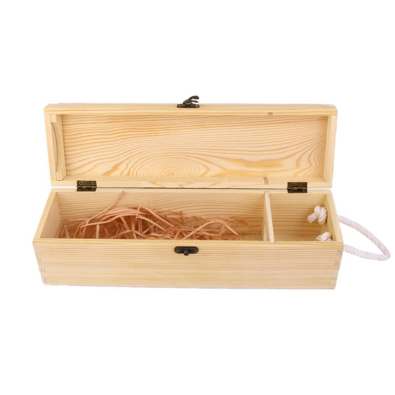 Industriële dranken 750 ml wijndoos van dennenhout met eenvoudig ontwerp en natuurlijke kleur