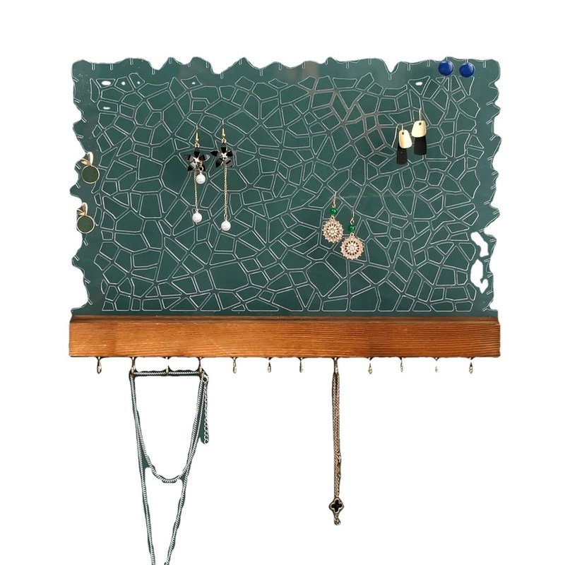 Functioneel ontwerp Houten drijvende plank Acryl oorbel display voor aangepast logo