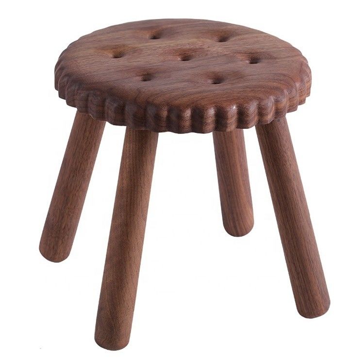 Kleine kinderen' Delight Custom houten krukken in de vorm van een koekje gemaakt van beek walnoothout
