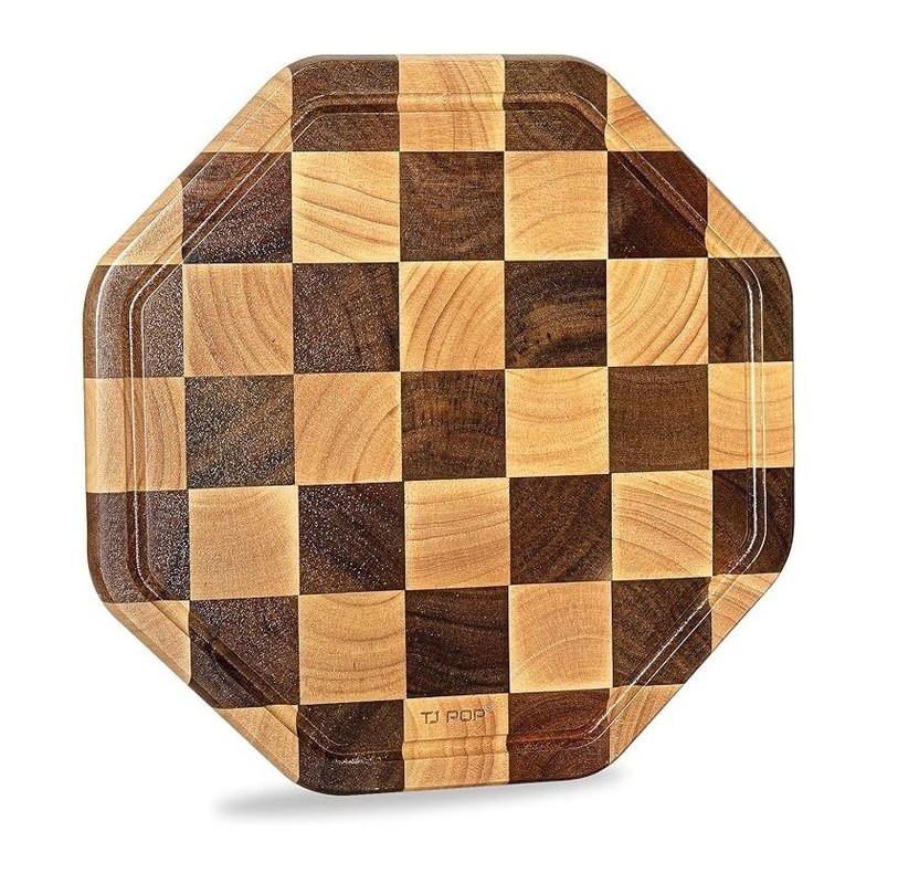 Gepersonaliseerd 12X12X0.8 inch Acacia Houten Snijdende Octagon Serving Board met Juice Groove