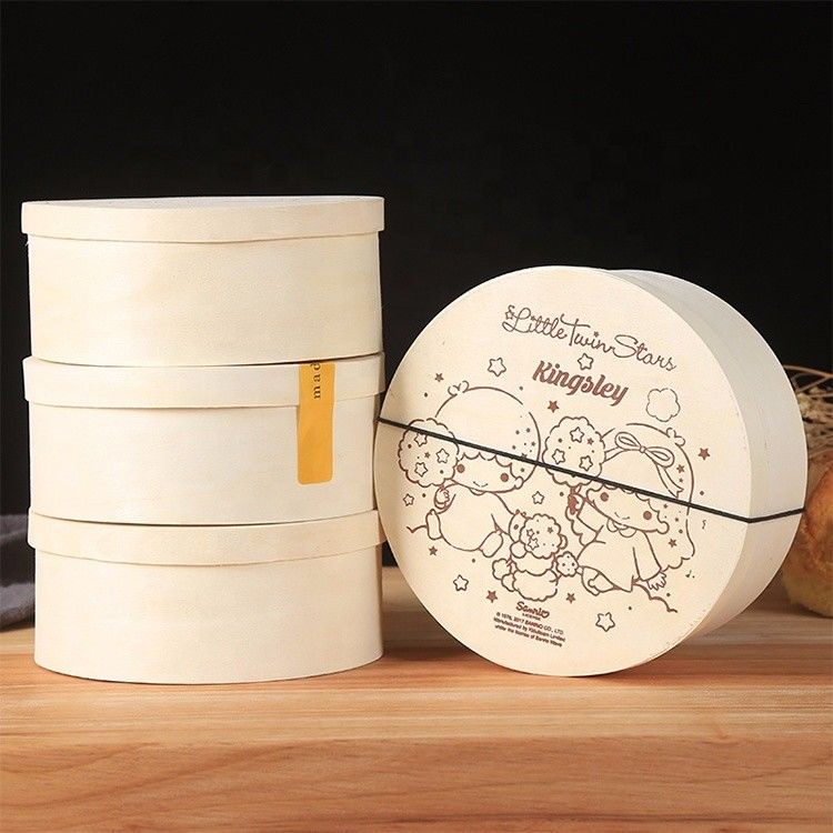 Biologisch afbreekbare houten veneer Chiffon cake box voor snack verpakkingsoplossing