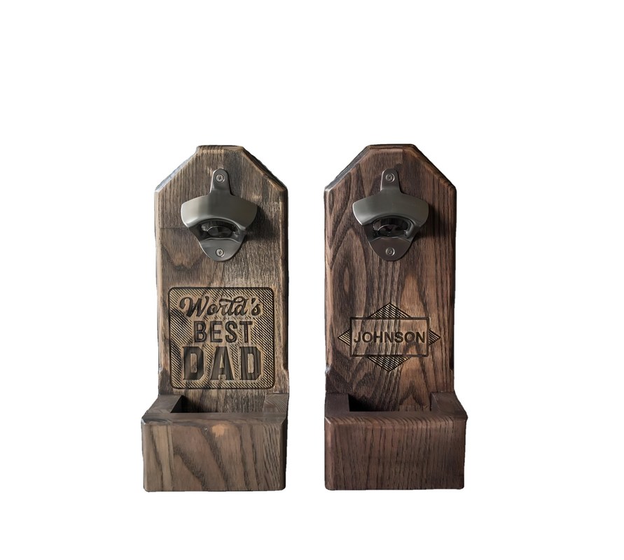 Houten handvat Bierfles Opener Ideaal bruidsvader Geschenk met gepersonaliseerde logo Printing