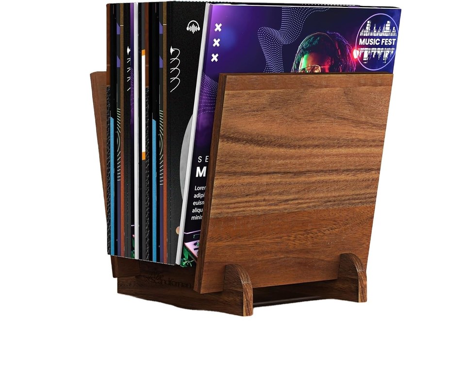 Solid Walnut Wood Vinyl Record Holder Flip Display voor multifunctionele ontwerpopslag