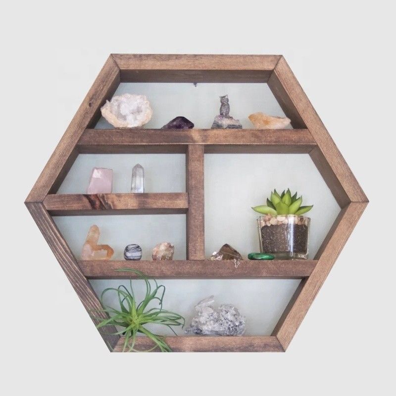 Geen opgevouwen multi-laag Vintage massief hout opslagplank met rustiek zeshoekig ontwerp